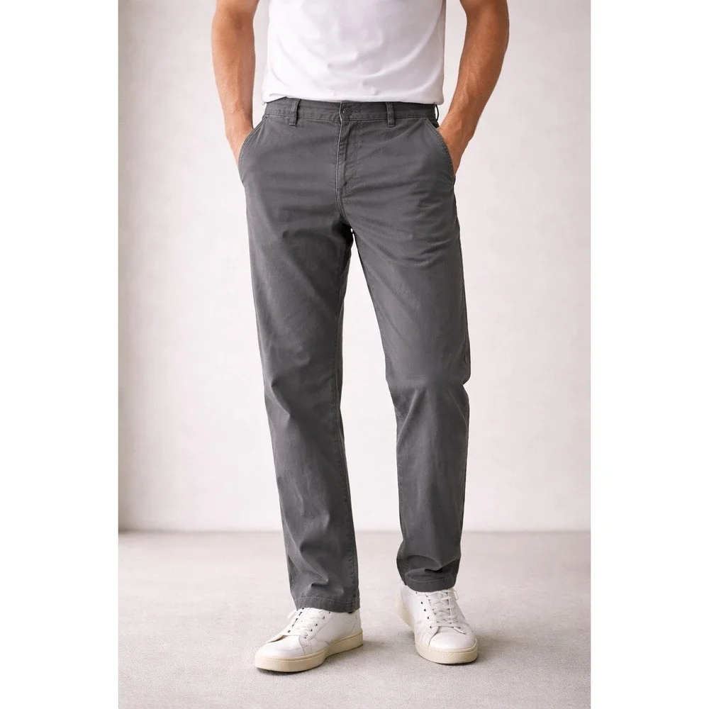 Eddie Bauer Pants Men's 36x32 Gray Classic Fit Cotton Chinos Casual